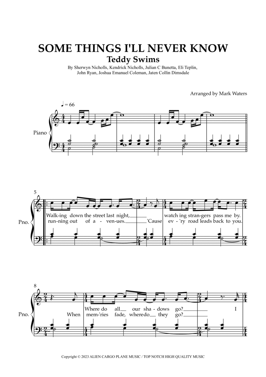 Some Things I'll Never Know Voice scores gallery preview page 1