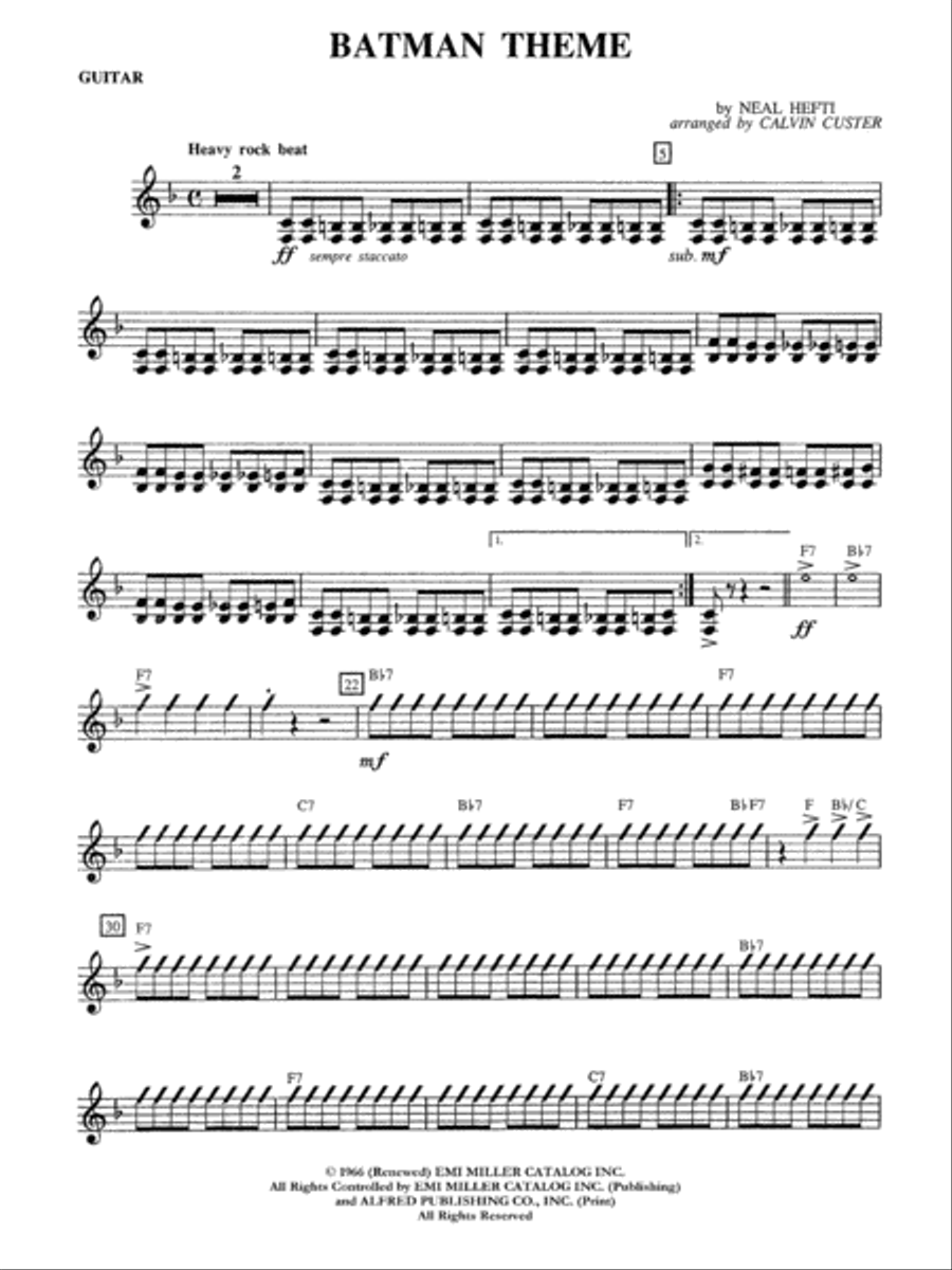Batman Theme (from the Original TV Series): Guitar Flute scores gallery preview page 1