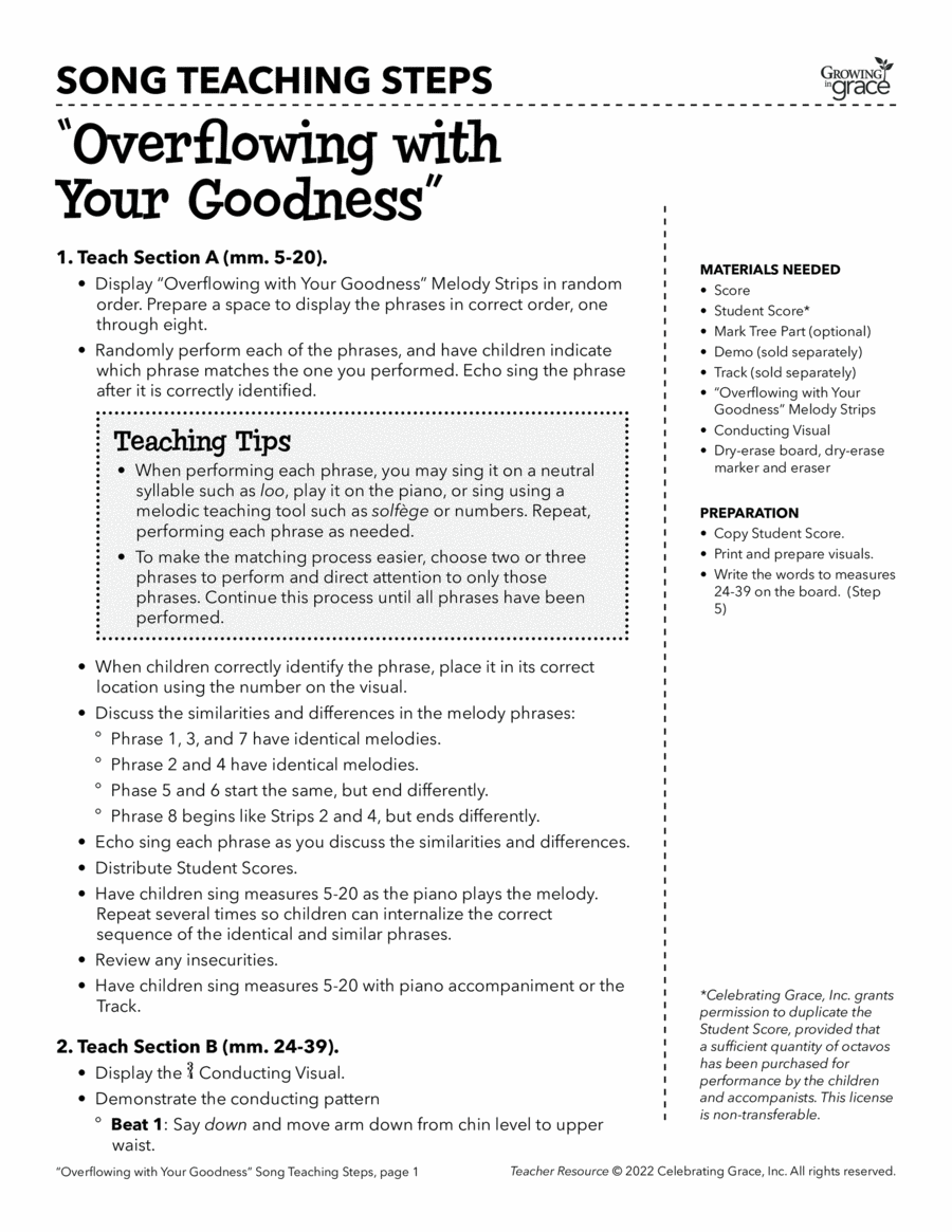 Overflowing with Your Goodness (Teacher Resource)