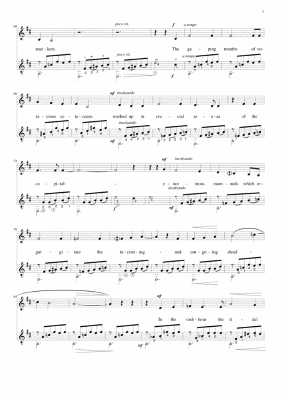 David Warin Solomons: Five Poems by Melissanthi for medium voice and guitar Small Ensemble scores gallery preview page 4