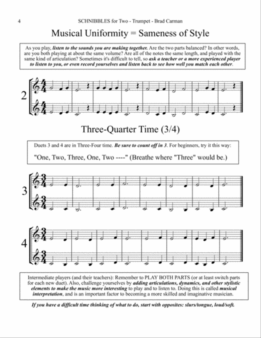SCHNIBBLES for Two: 101 Easy Practice Duets for Band: TRUMPET Trumpet Duet scores gallery preview page 5