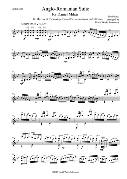 Tarina de pe Gaina from Anglo-Romanian Suite for solo violin image number null