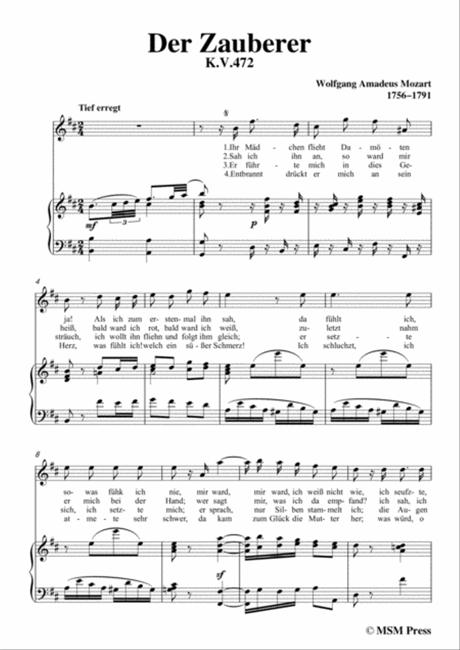 Mozart-Der zauberer,in b minor,for Voice and Piano Voice Solo scores gallery preview page 3