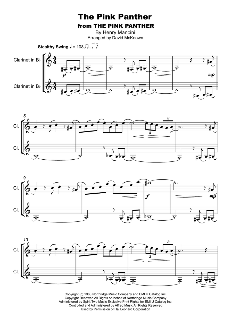 The Pink Panther from THE PINK PANTHER Clarinet Duet scores gallery preview page 2