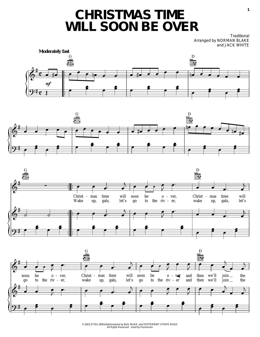 Christmas Time Will Soon Be Over Piano, Vocal, Guitar scores gallery preview page 1