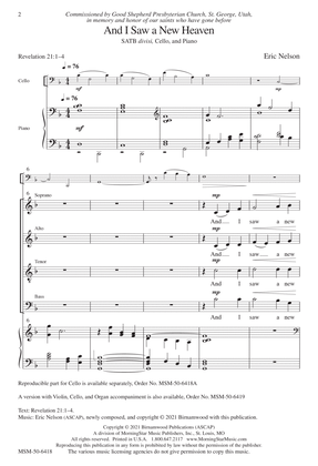 And I Saw a New Heaven (Choral Score)