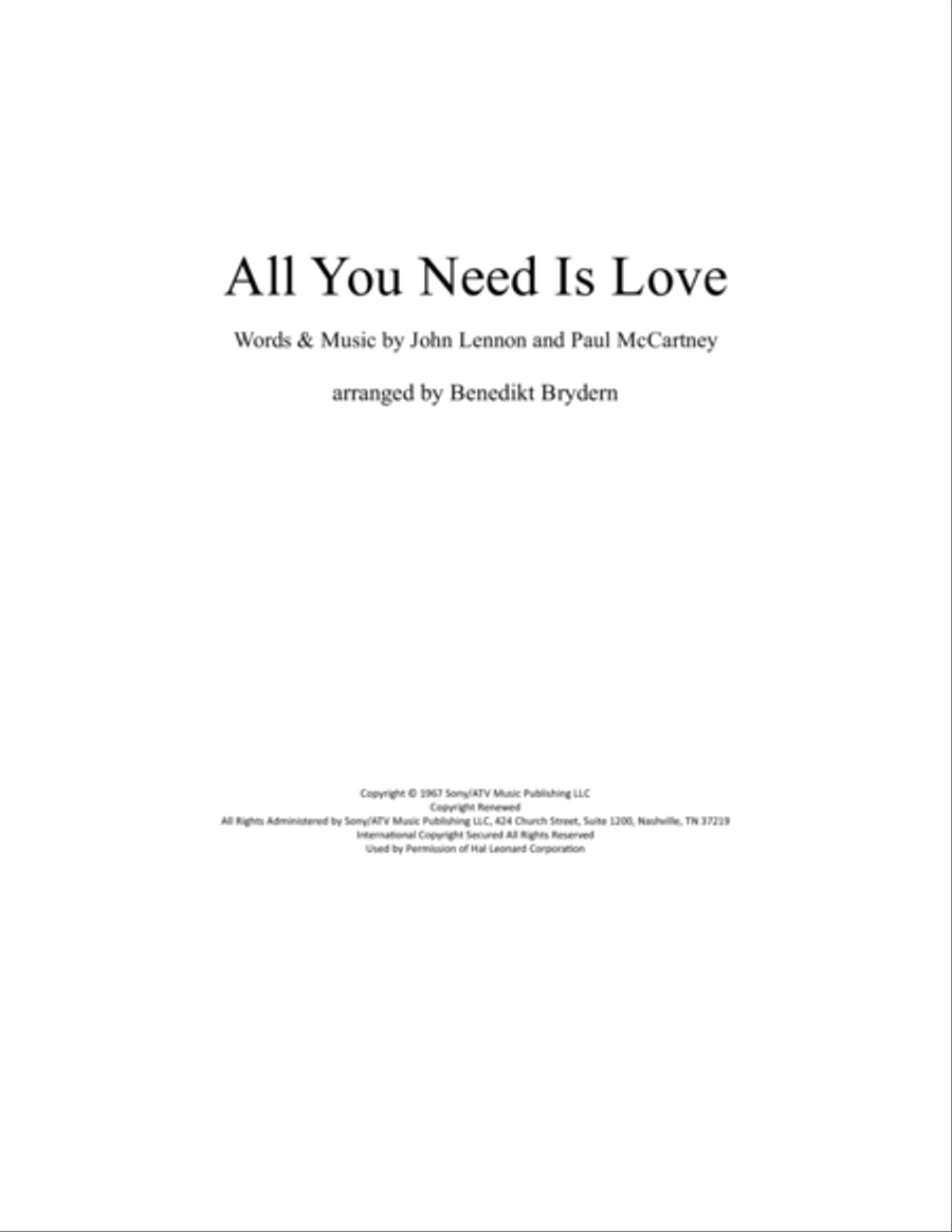 All You Need Is Love String Quartet scores gallery preview page 1