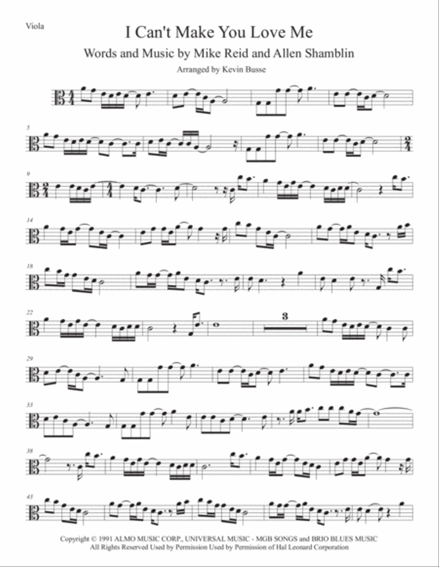 I Can't Make You Love Me Viola Solo scores gallery preview page 1