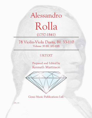 Book cover for 78 Violin-Viola Duets, BI. 33-110 Volume 20 (BI. 107-110)