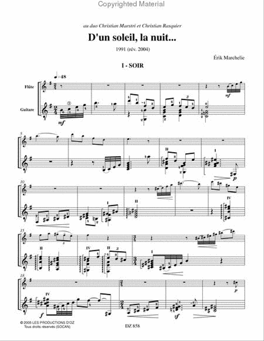 D'un soleil, la nuit... Flute scores gallery preview page 2