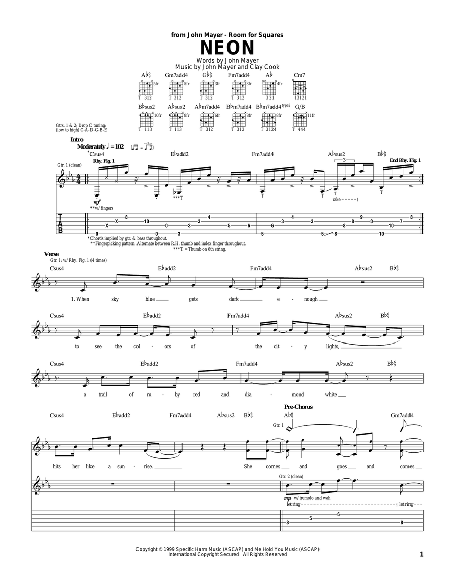 Neon Acoustic Guitar scores gallery preview page 1