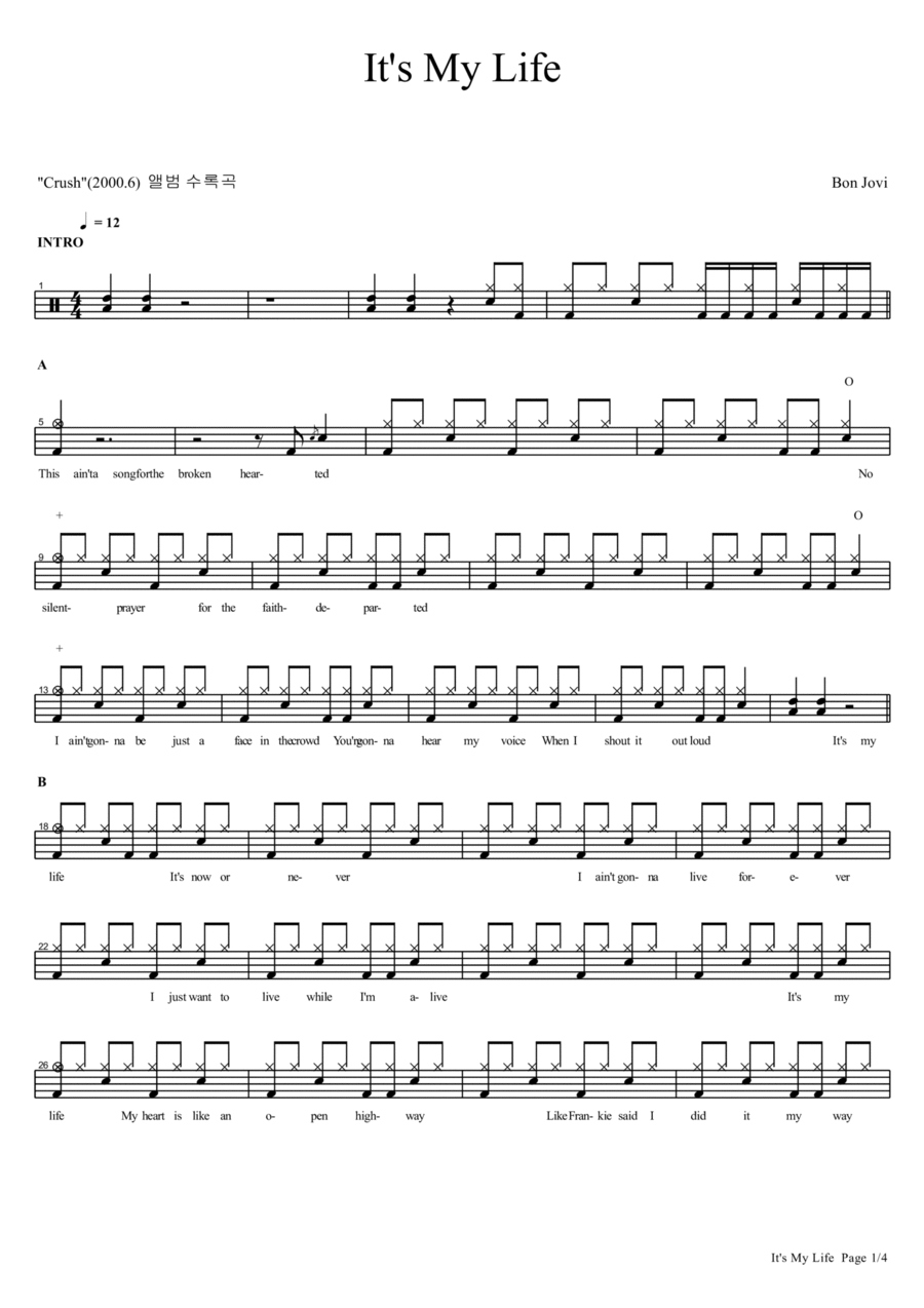 It's My Life It's My Life Drum Set scores gallery preview page 1