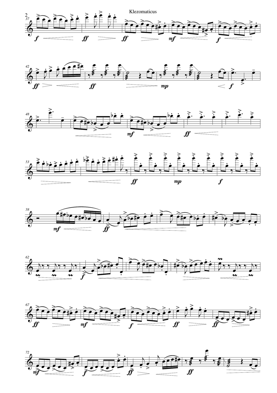 Klezomaticus for flute solo Flute Solo scores gallery preview page 2