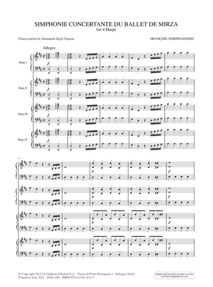 Simphonie Concertante du Ballet de Mirza for 4 Harps Harp scores gallery preview page 2