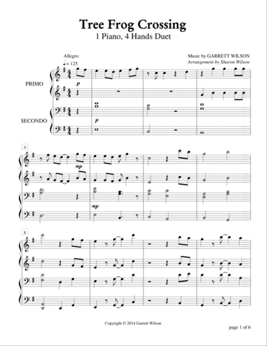 Tree Frog Crossing (1 Piano, 4 Hands Duet) Piano Method scores gallery preview page 2