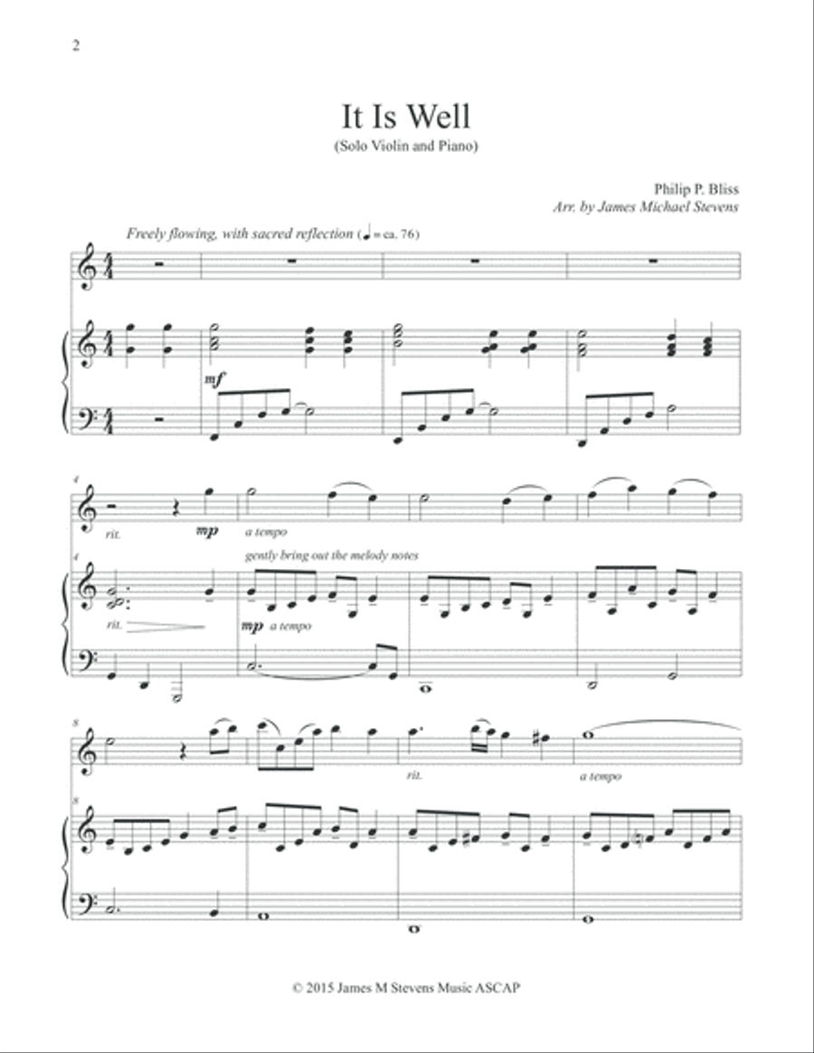 It Is Well (Solo Violin & Piano) Violin Solo scores gallery preview page 2