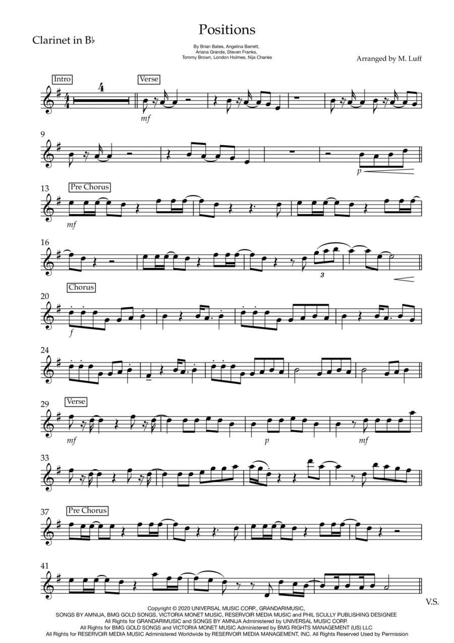 Positions Clarinet Solo scores gallery preview page 1