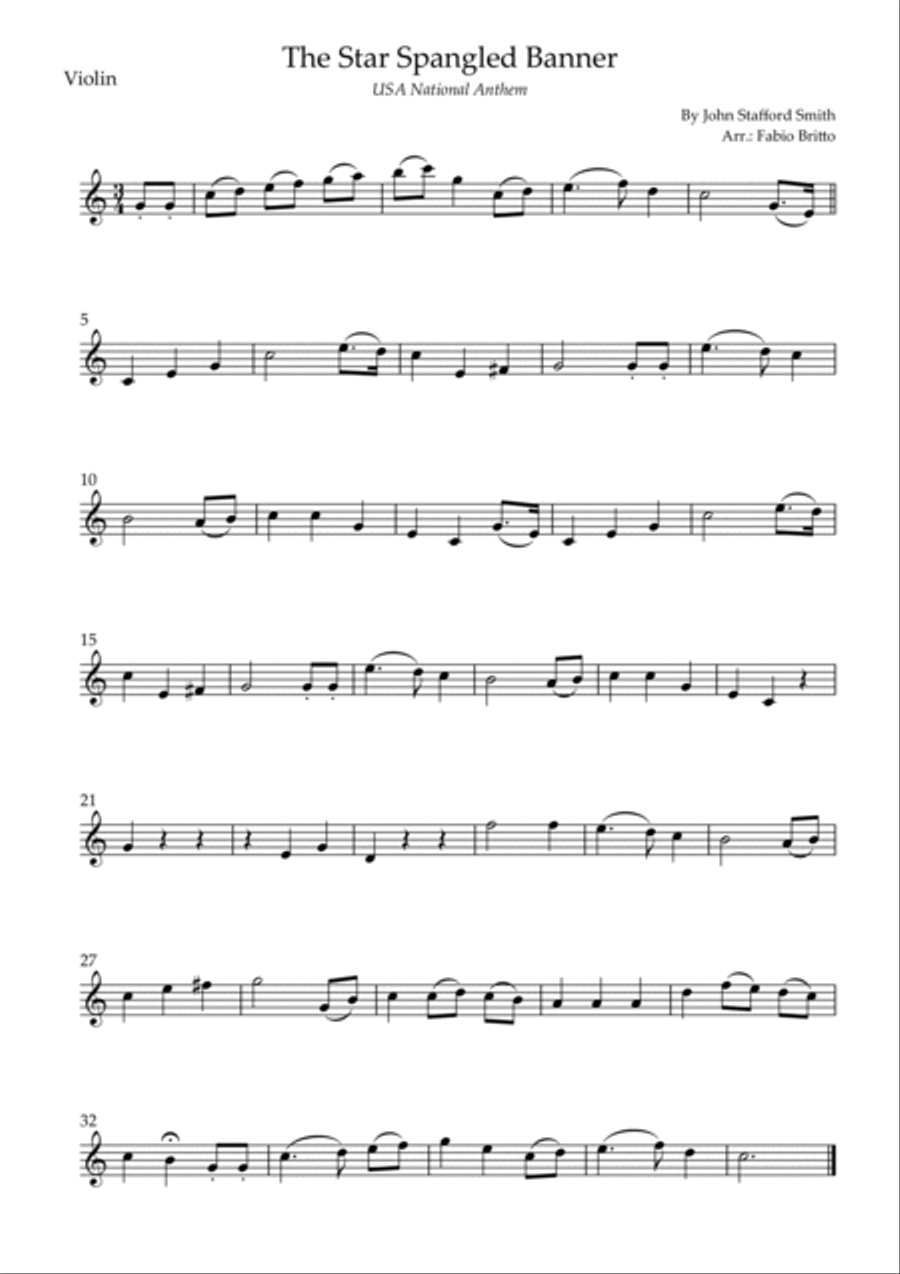 The Star Spangled Banner (USA National Anthem) for String Trio String Trio scores gallery preview page 3