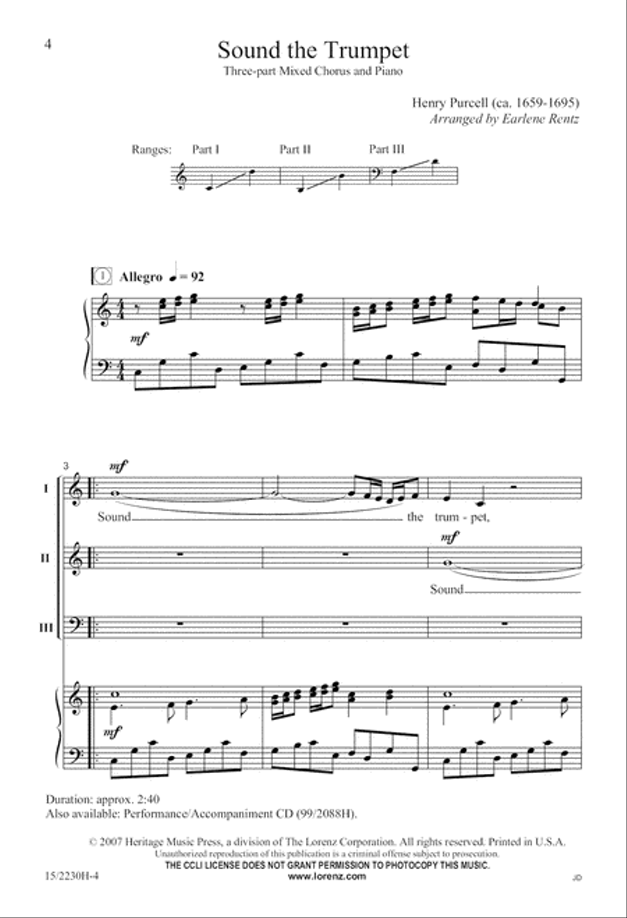 Sound the Trumpet Sound the Trumpet 3-Part scores gallery preview page 5