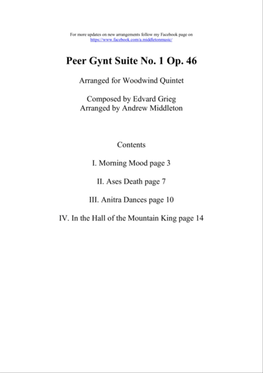 Peer Gynt Suite No. 1Op. 46 arranged for Woodwind Quintet Woodwind Quintet scores gallery preview page 2