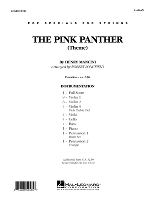 Book cover for The Pink Panther (Theme) - Full Score