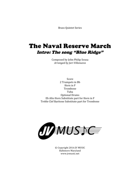The Naval Reserve March for Brass Quintet and optional drums image number null
