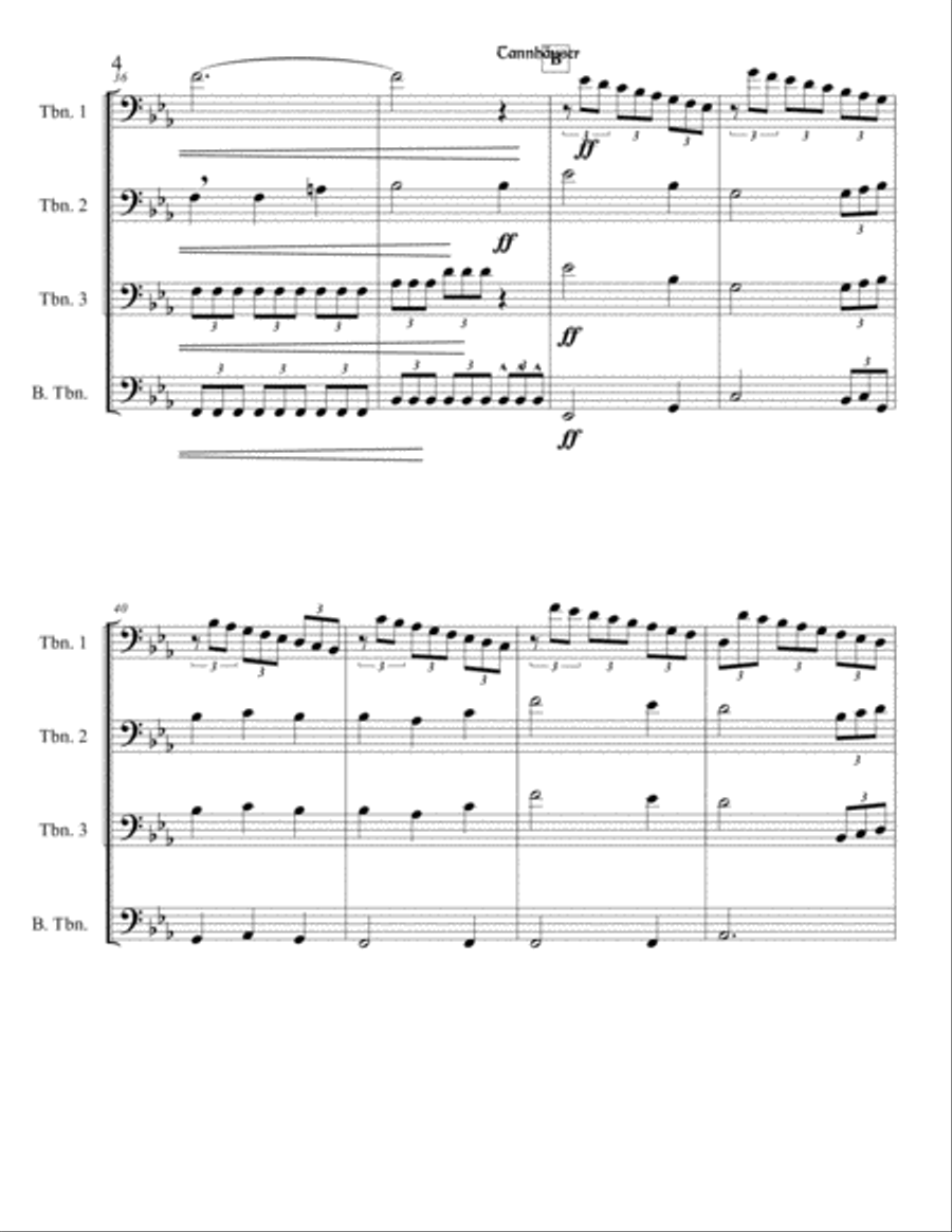 Richard Wagner - Tannhäuser (Pilgrim's Chorus) for Trombone Quartet Brass Ensemble scores gallery preview page 5
