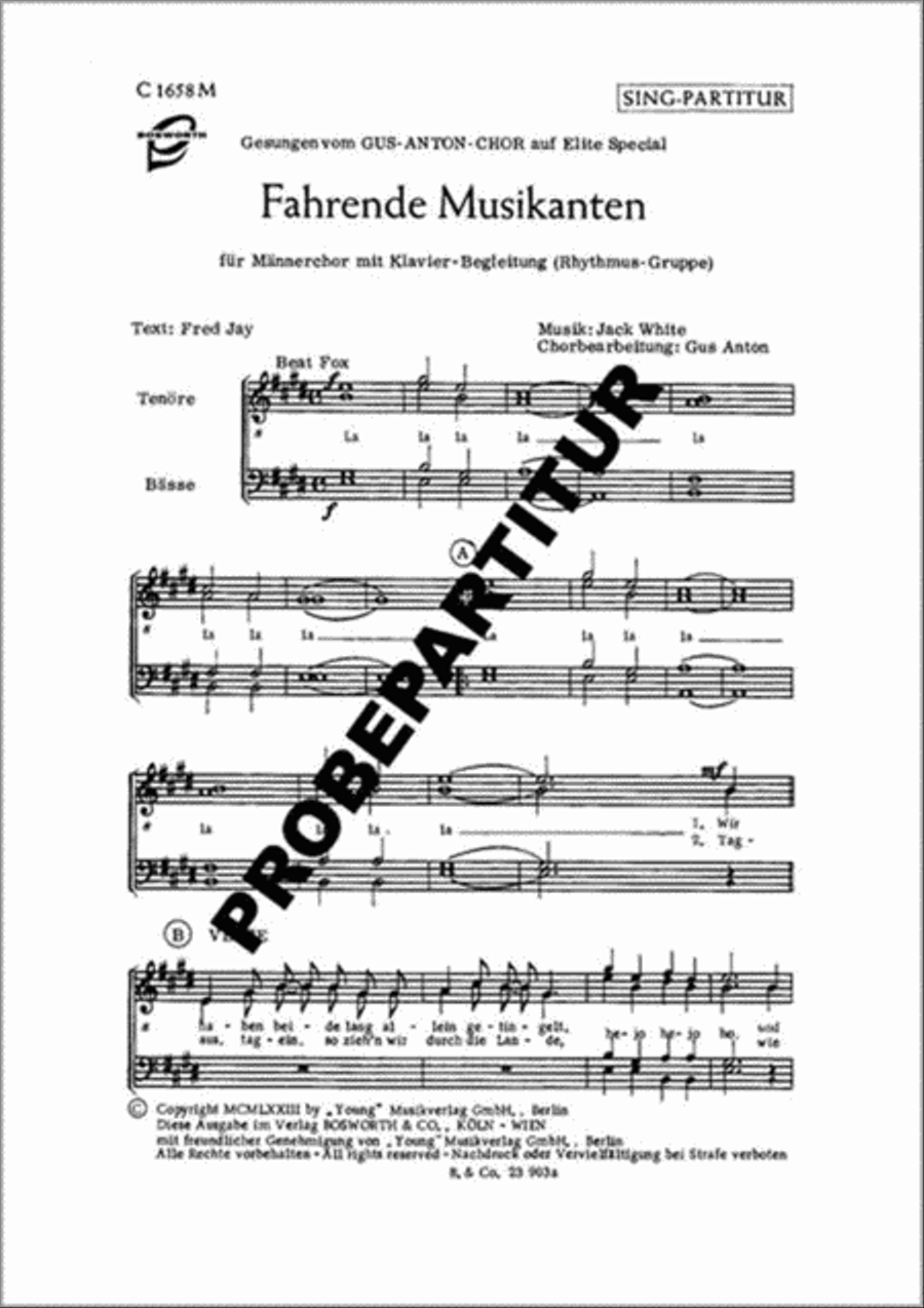 Fahrende Musikanten Men's Choir scores gallery preview page 1