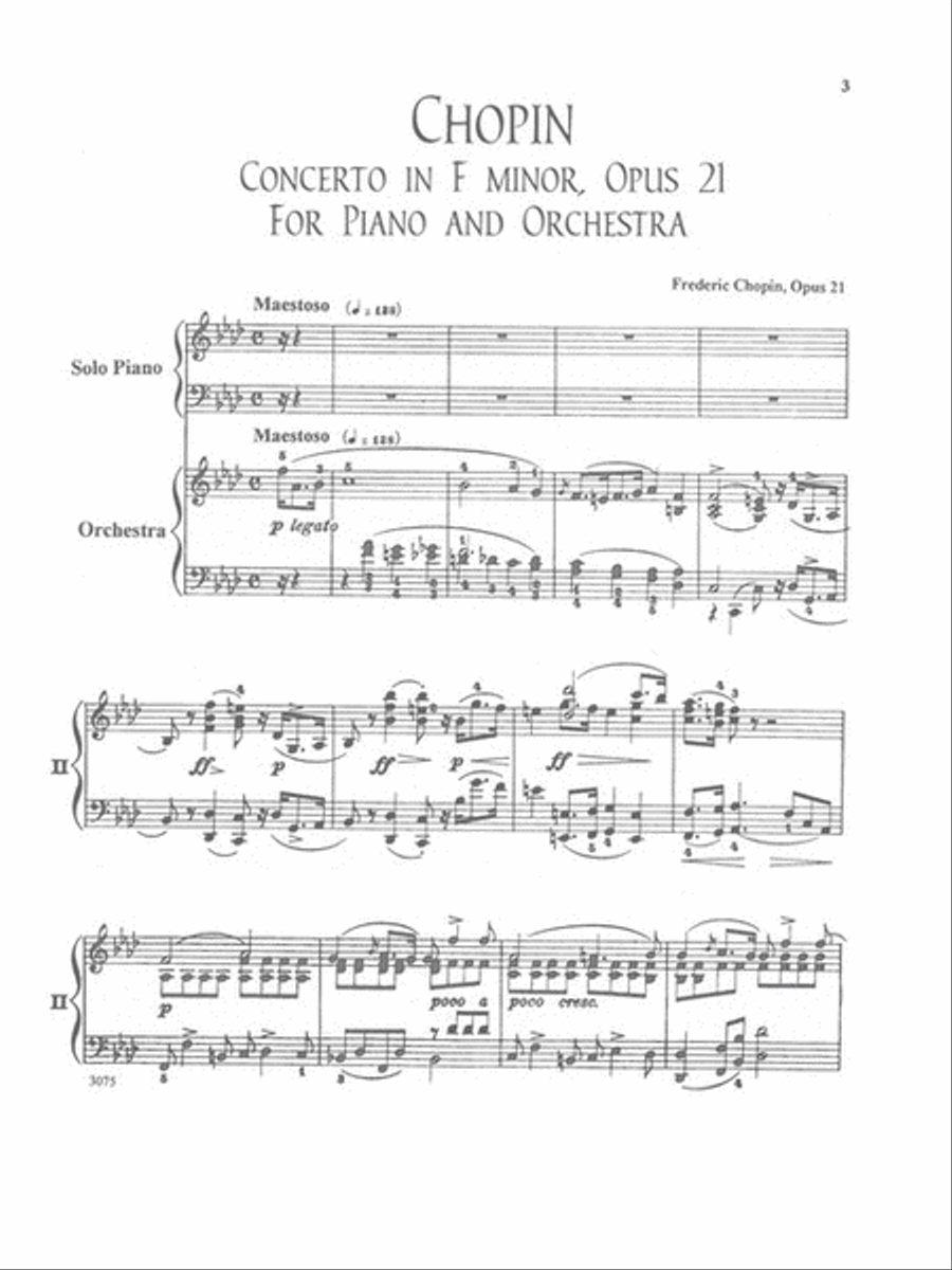 Chopin – Concerto in F Minor, Op. 21 Piano Solo scores gallery preview page 3