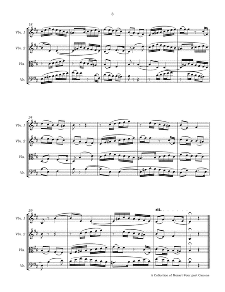 A Collection of Mozart Canons for String Quartet (2 Vln, Vla, Vc) image number null