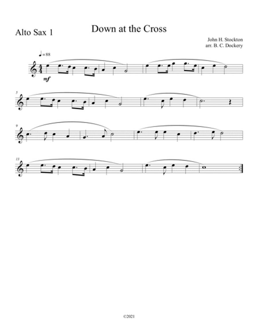 Down at the Cross (alto sax duet) with optional piano accompaniment image number null