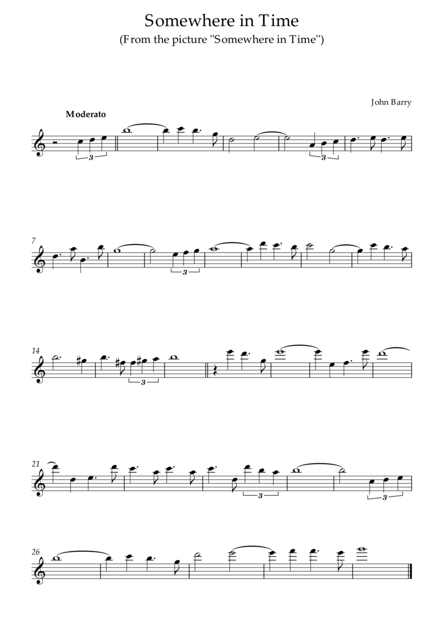 Somewhere in Time - Solo para Flauta Transversal Flute Solo scores gallery preview page 1