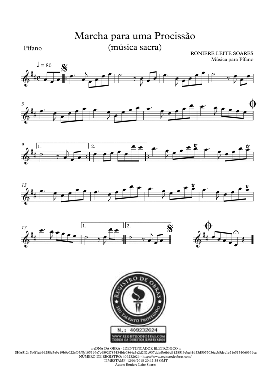 Marcha para uma procissão Piccolo scores gallery preview page 1