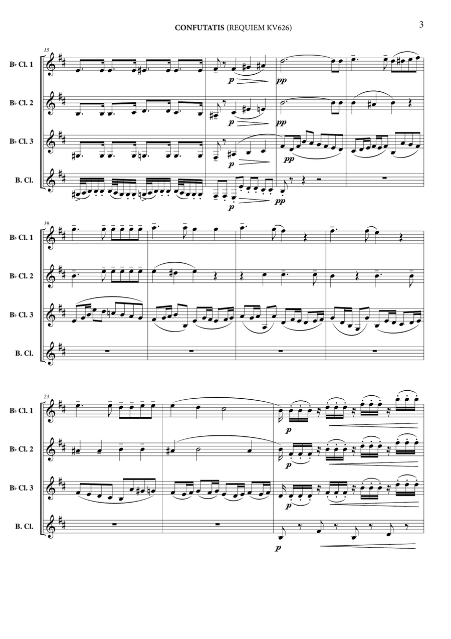 Confutatis (Requiem KV 626) Clarinet Quartet scores gallery preview page 4