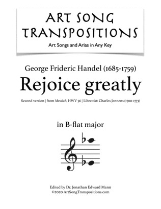 Book cover for HANDEL: Rejoice greatly (transposed to B-flat major)