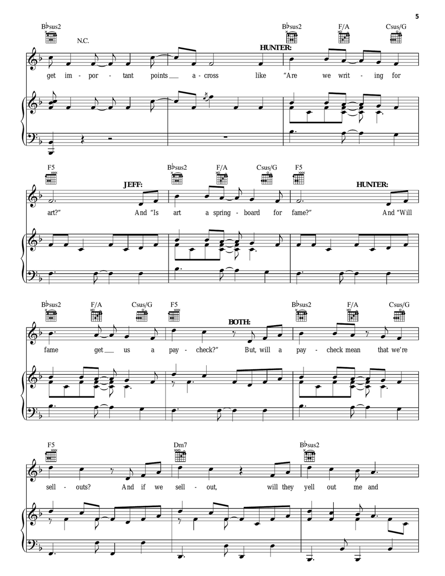 Two Nobodies In New York Piano, Vocal, Guitar scores gallery preview page 5