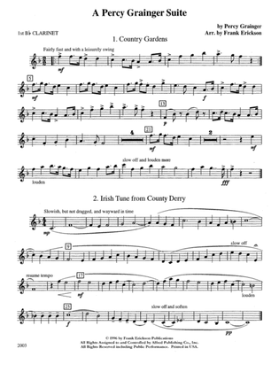A Percy Grainger Suite: 1st B-flat Clarinet