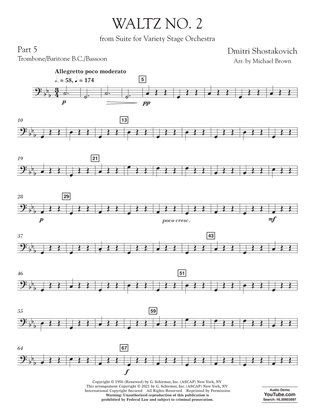 Waltz No. 2 (from Suite for Variety Stage Orchestra) (arr. Brown) - Pt.5 - Trombone/Bar. B.C./Bsn.