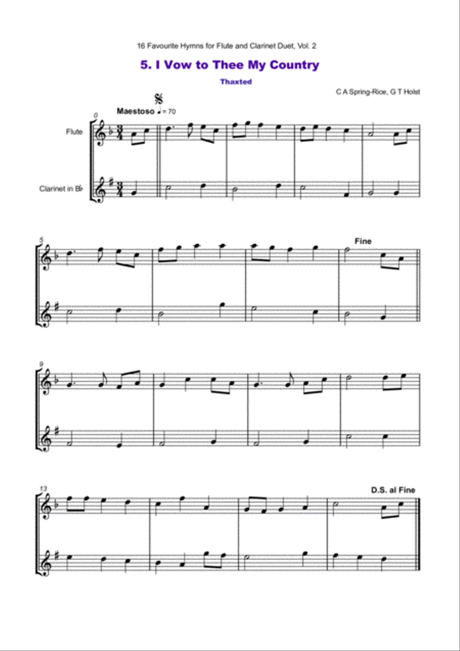 16 Favourite Hymns Vol.2 for Flute and Clarinet Duet Woodwind Duet scores gallery preview page 6