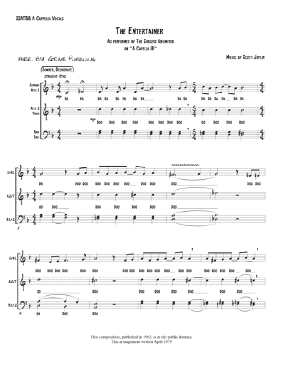 The Entertainer - SSATBB A Cappella Divisi scores gallery preview page 4
