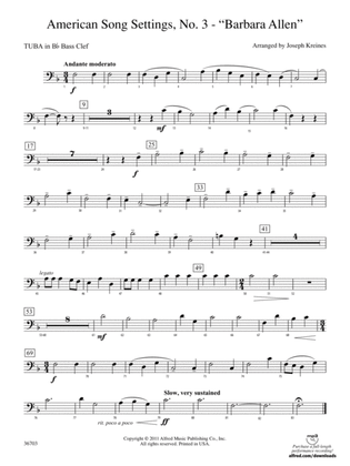 American Song Settings, No. 3 "Barbara Allen": (wp) B-flat Tuba B.C.
