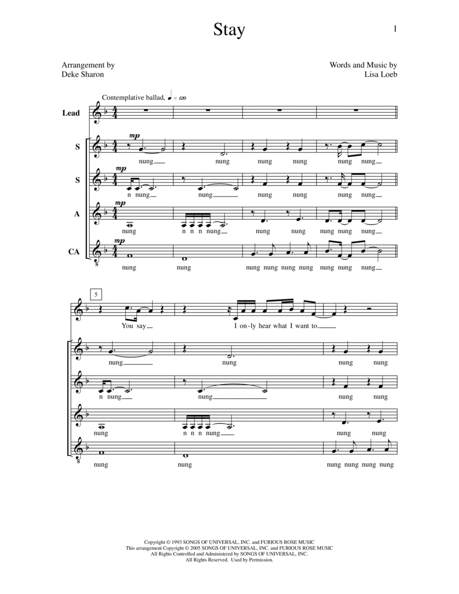 Stay Stay SSAA scores gallery preview page 1