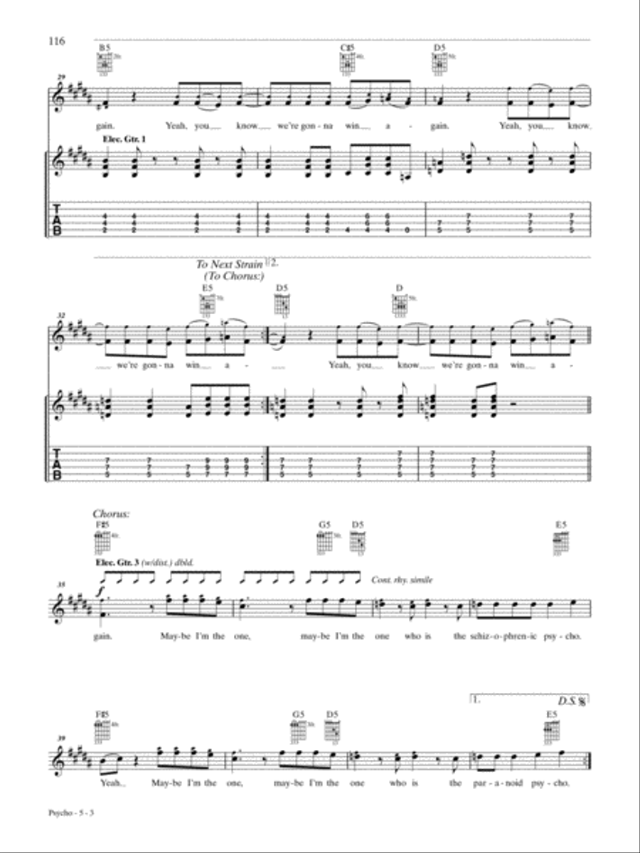 Psycho Psycho Guitar Tablature scores gallery preview page 3
