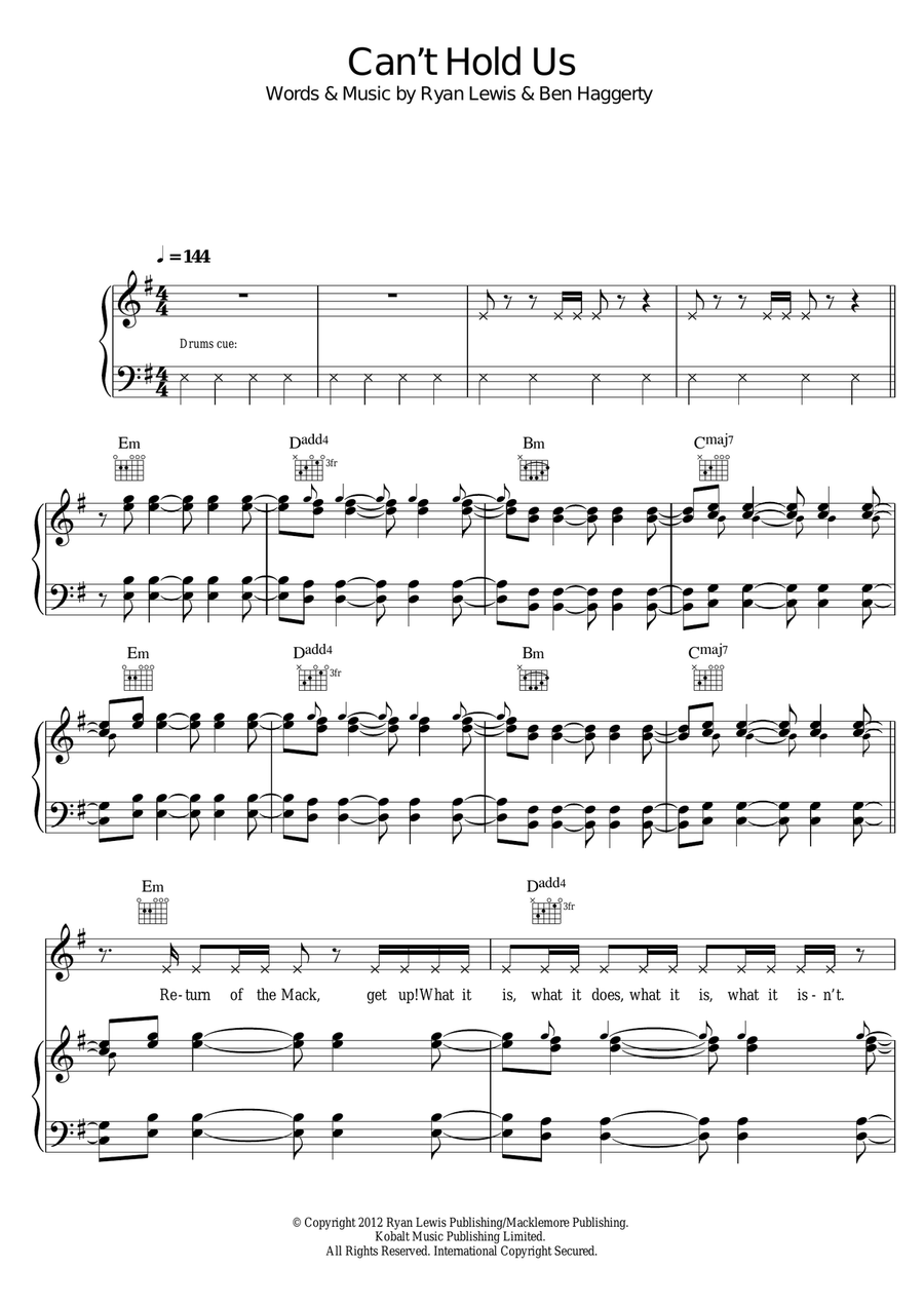 Can't Hold Us Acoustic Guitar scores gallery preview page 1