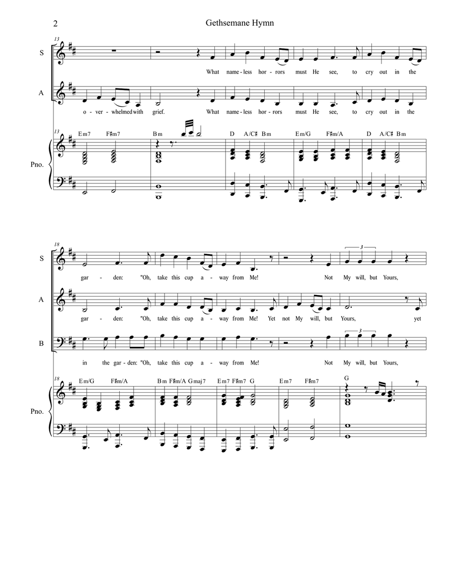 Gethsemane Hymn 3-Part scores gallery preview page 2