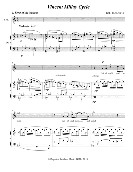 Vincent Millay Cycle (2010) for soprano and piano image number null