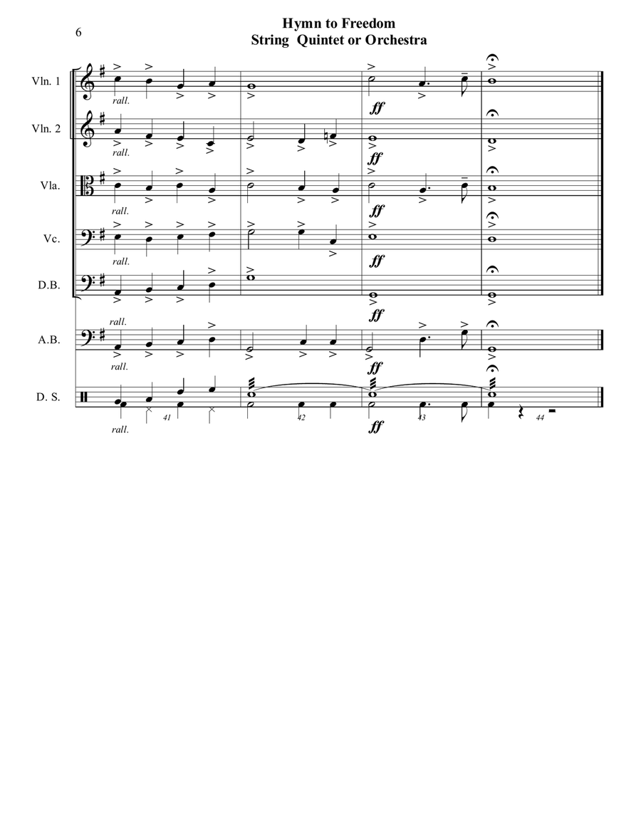 Hymn To Freedom Hymn To Freedom String Orchestra scores gallery preview page 6