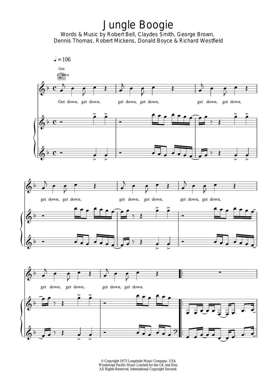 Jungle Boogie Jungle Boogie Guitar scores gallery preview page 1