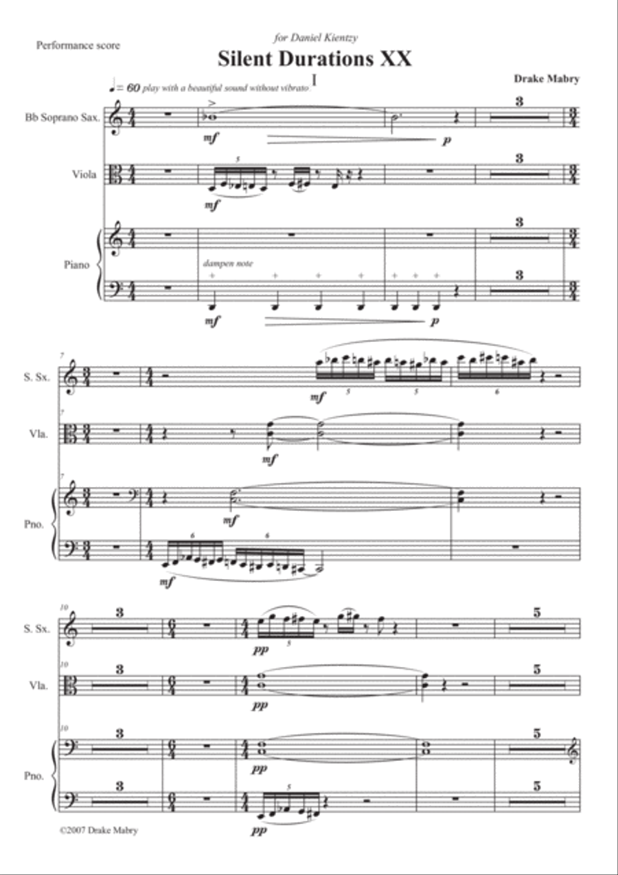 Silent Durations XX (a Zen experience) Small Ensemble scores gallery preview page 1