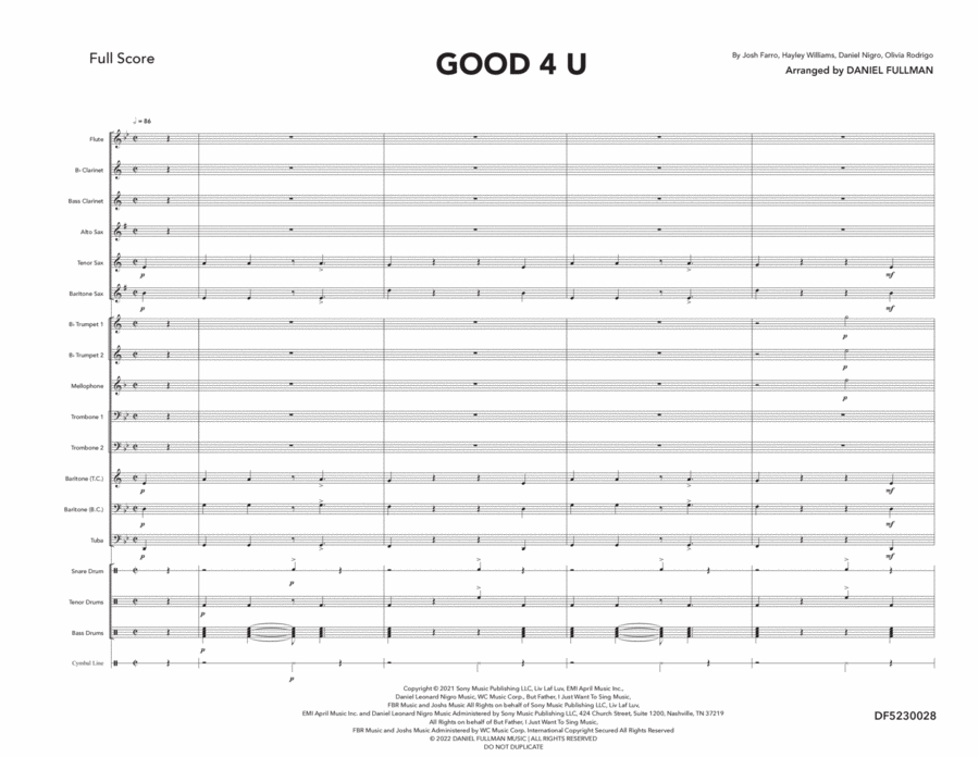 Good 4 U Good 4 U Marching Band scores gallery preview page 1